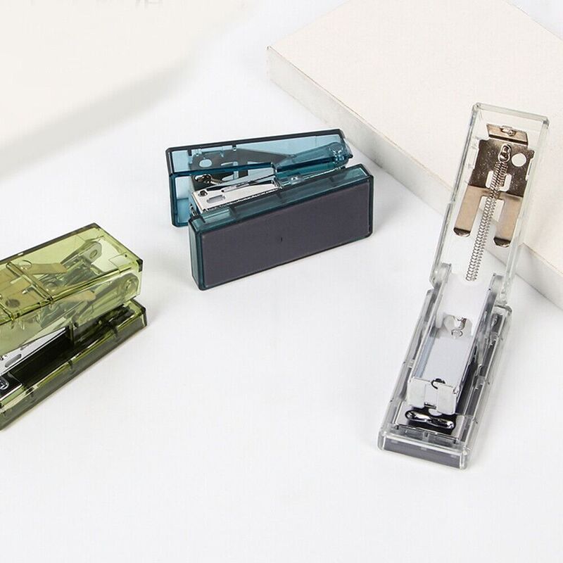 Plastic Mini Stapler Creative Binding Tools Transparent Trumpet Stapler Office Supplies File Organizer Paper Binding Machine