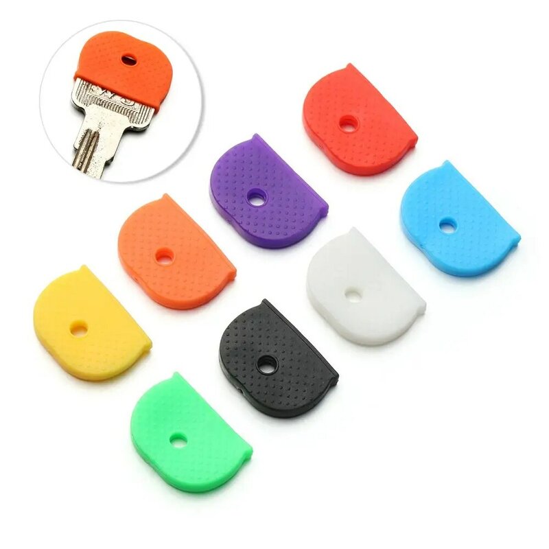 12/24/32 pçs silicone elástico organizador tags etiqueta chave tampa tampas chave identificador chaveiro anéis topper chave titular
