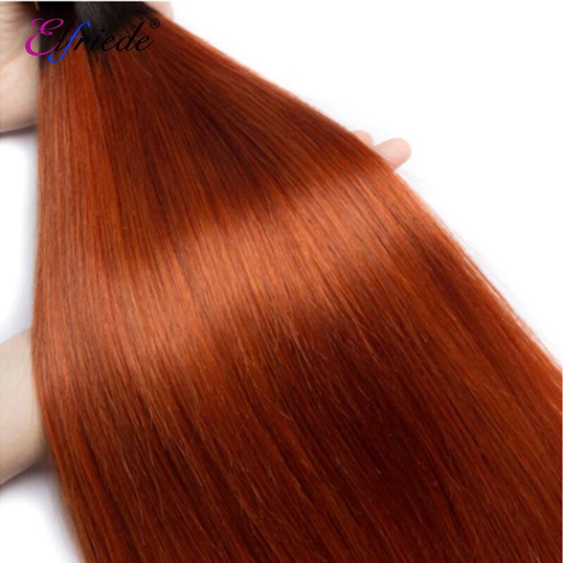 Elfriede #1B/350 Straight Precolored Human Hair Bundles Brazilian Remy Human Hair Extensions 3/4 Bundles Deals Human Hair Weaves