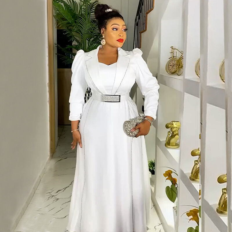 2024 Plus Size Dashiki sukienki afrykańskie dla kobiet sukienka płaszcz imprezowy garnitur odzież elegancka damska strój biurowy Ankara