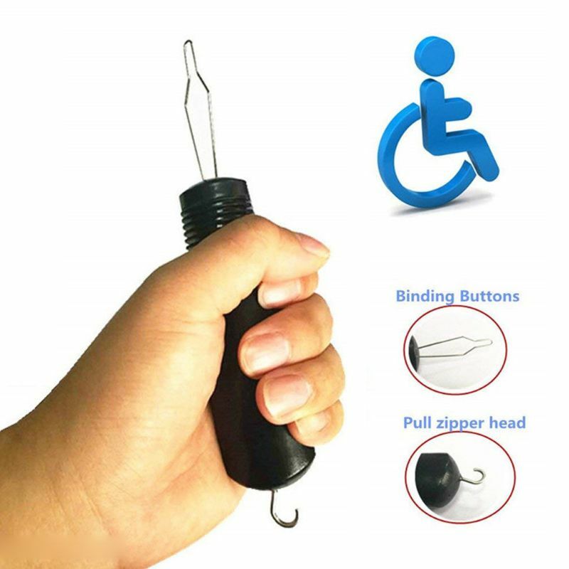 E0BF Button Aid Assist Tool for Arthriti Disabled Button Hook and Zipper Pull Helper