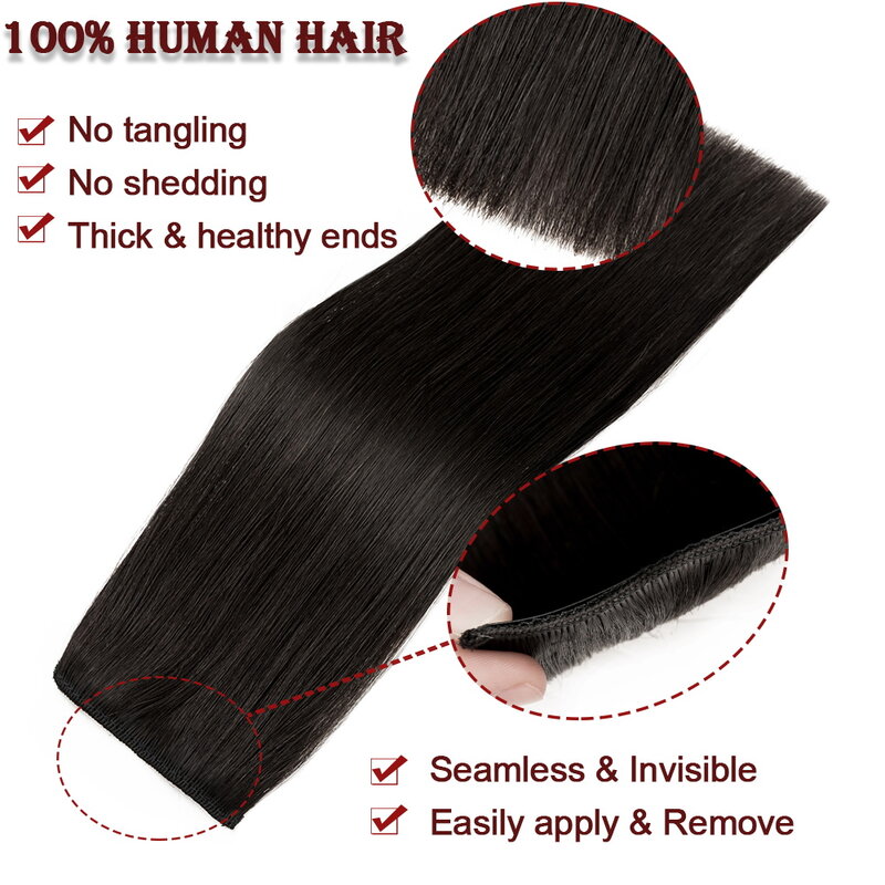 SEGO-extensiones de cabello humano con Clip, cabello liso y grueso, doble trama, pieza de cabello para adelgazar, horquilla Invisible, aumento