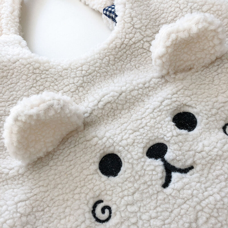 1PCS Winter Embroidery Soft Cartoon Plush Tote Bag Imitation Lamb Hair Shopper Bag Shoulder Bag