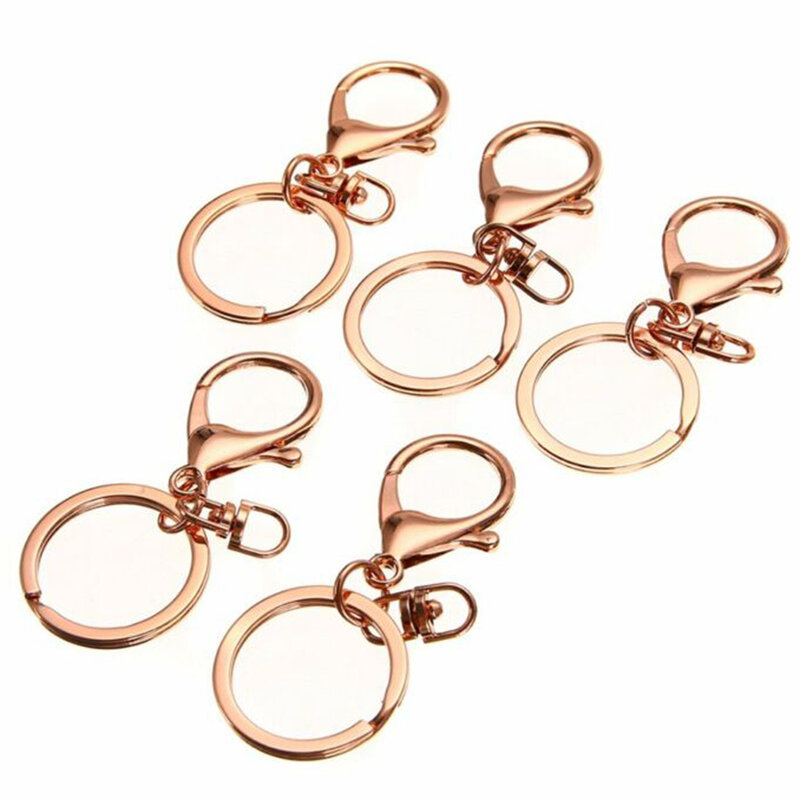 Новинка 10 шт. застежка-карабин цвета розового золота зажим-карабин кольцо для ключей с разделенным кольцом аксессуар