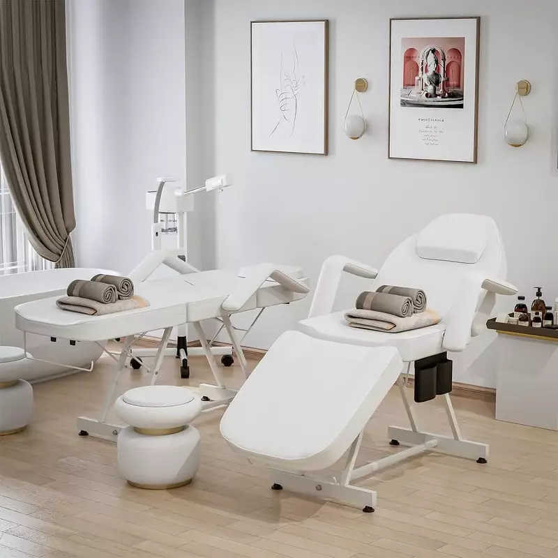 Profession elles Tattoo-Bett mit Aufbewahrung tasche, verstellbarer Massage tisch mit Handtuch haken, klappbarer Wimpern stuhl für Kunden