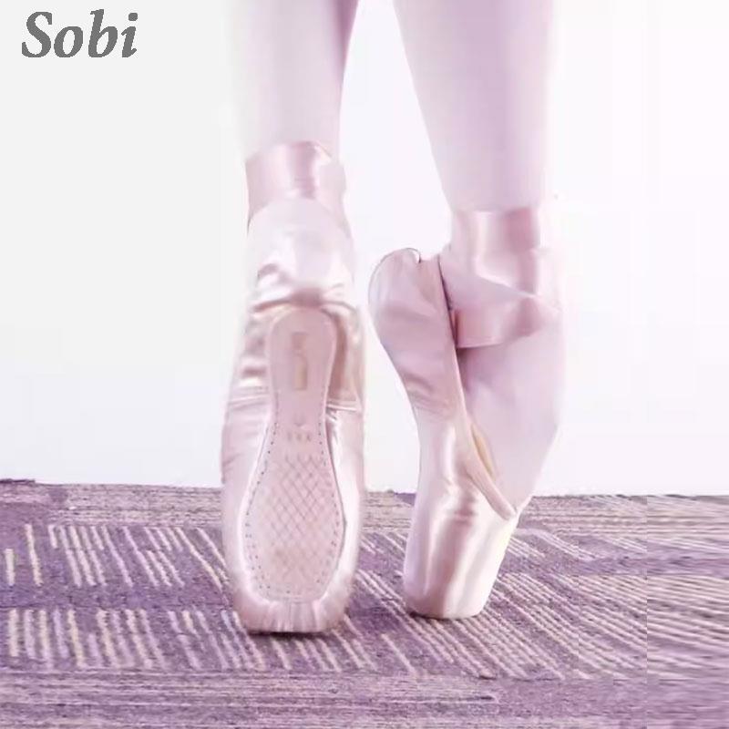 Sepatu dansa balet Pointe profesional sepatu tari balet sol lembut kanvas Satin anak perempuan sepatu dansa Yoga sepatu balerina dengan pita