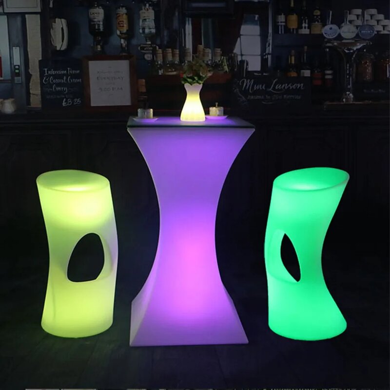 Table de cocktail éclairée par LED, table de bar éclairée, table basse en plastique, meubles commerciaux, SupMED, recommandé, 110cm