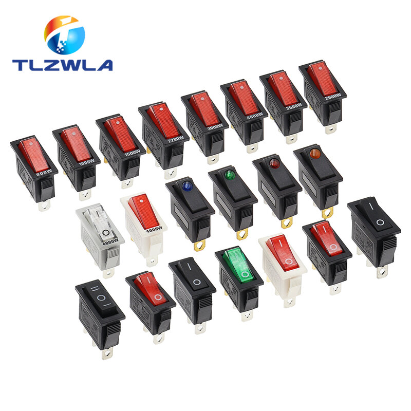 1PCS KCD3 Rocker Switch ON-OFF ON-OFF-ON 2 Position 3Pins Electrical equipment With Light Power Switch 16A 250V / 20A 125V AC