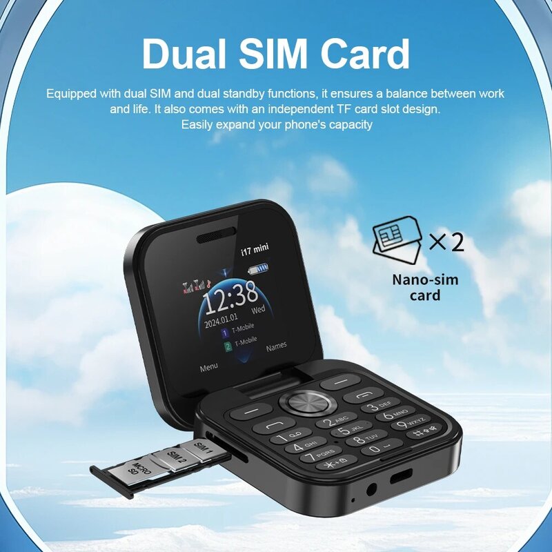 Neuankömmling Servo i17 Mini Flip Handy 2 SIM-Karte mit SD-Steckplatz 2g gsm 1.77 "Bildschirm Speed Dial Taschenlampe kompaktes faltbares Telefon