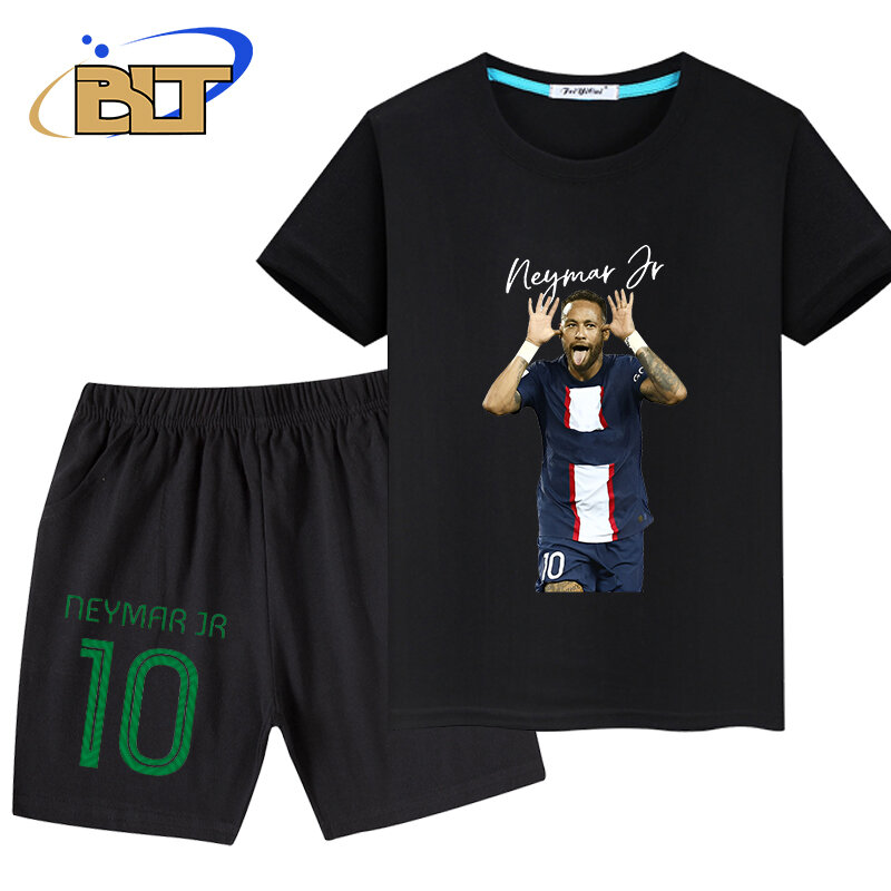 Neymar-Camiseta con estampado de avatar para niños, ropa de verano, pantalones cortos, traje informal de manga corta, conjunto de 2 piezas