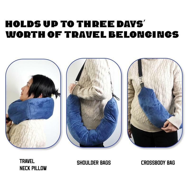 U자형 베개, 휴대용 야외 여행 보관 가방 베개, 자동차 머리 받침, 가정용 여행 목 베개
