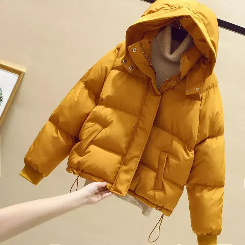 Женская Стеганая куртка на молнии, повседневная Толстая теплая парка с капюшоном, свободная верхняя одежда для зимы, 2024