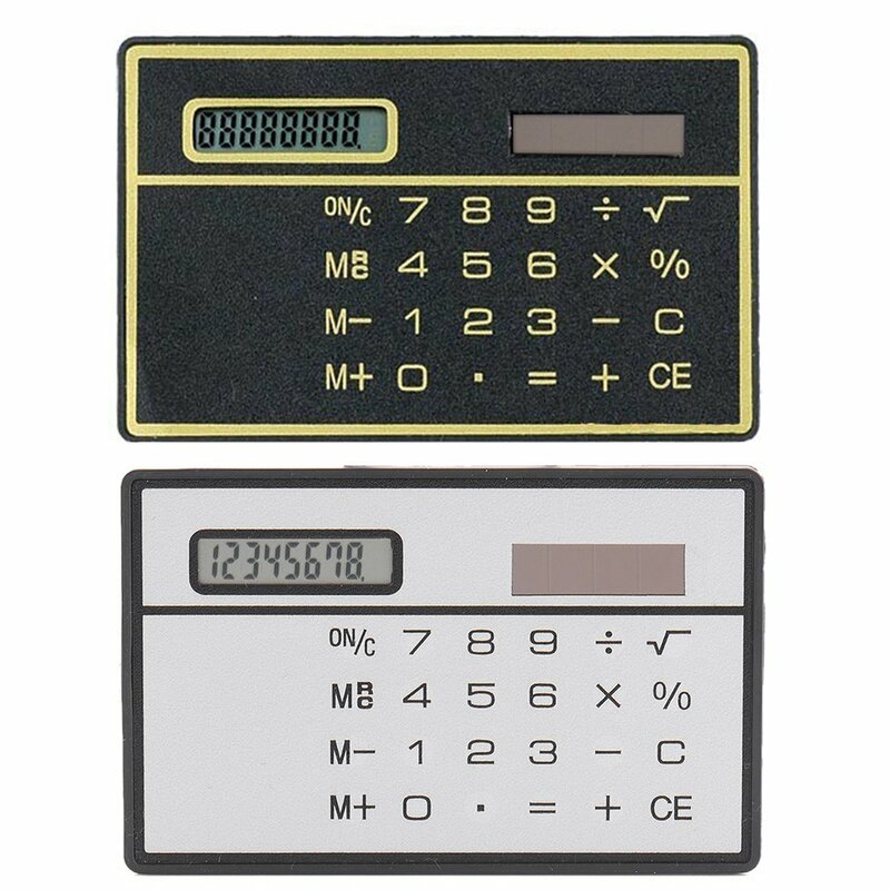 Solar Card Calculator Ultra-Dunne Handheld Kantoor Computer Scholieren Levert Mini Pocket Digitale Rekenmachines Energiebesparing