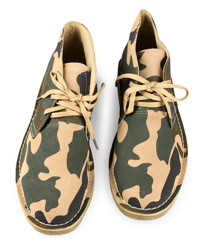 Camouflage Cow Suede Leather Men's Desert Boots With Pigskin Lining For Outdoor