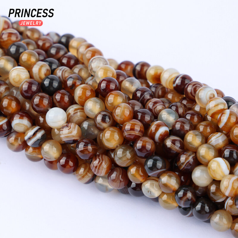 A+ Natural Madagascar Coffee Stripe Agate Stone Beads Charms for Jewelry Making DIY Gemstones Bracelets Necklace  Accessori