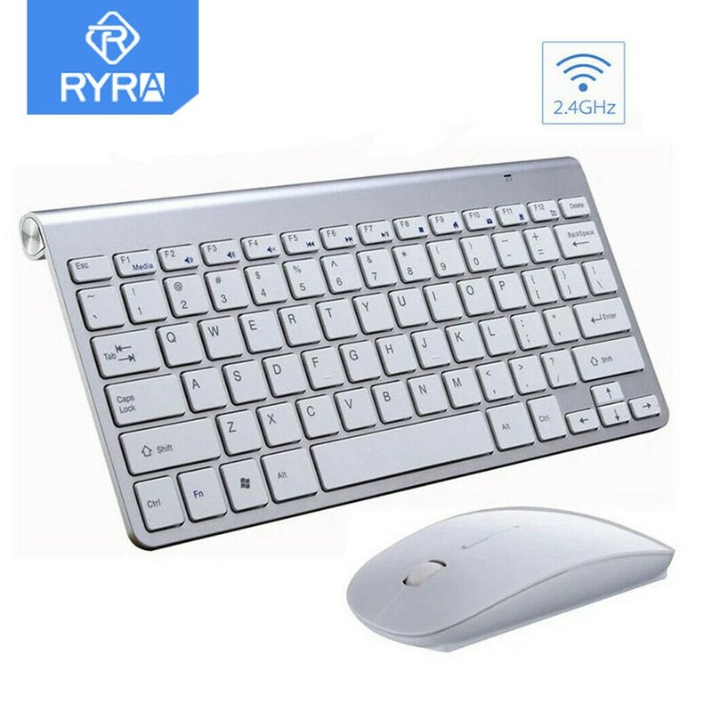 Ryra mini teclado mouse combinação conjunto 2.4g sem fio teclado e mouse protable para computador portátil desktop computador silencioso ratos