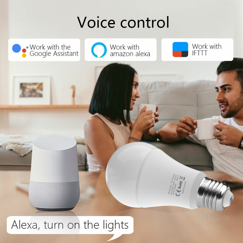 Bohlam Lampu Led Pintar WIFI E27 TUYA/Smart Life RGB + Putih + Bohlam Led Hangat 220V Lampu untuk Yandex Alice Otomasi Google Home Alexa