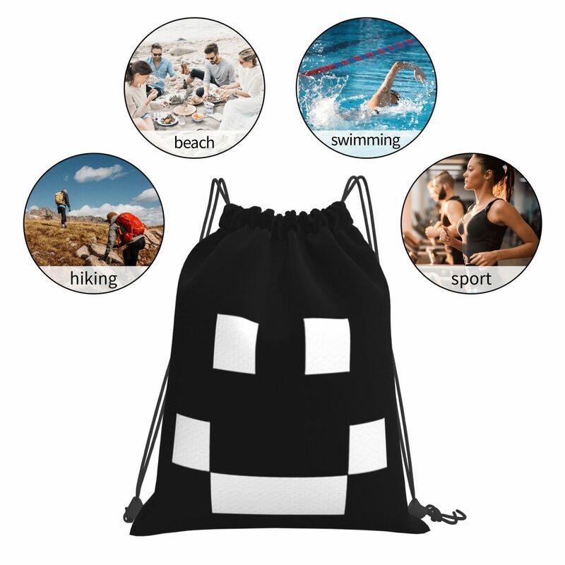 Quackity Merch Smile Logo Mochilas, Casual Drawstring Bundle Pocket Sports Bag, Book Bags para estudantes de viagem