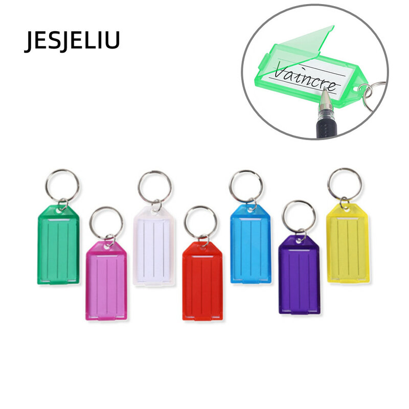 Étiquettes de clé en plastique colorées, 5 pièces, nom numéroté, étiquette de bagage Id, étiquettes de fichier, nom avec anneau fendu, Keycha