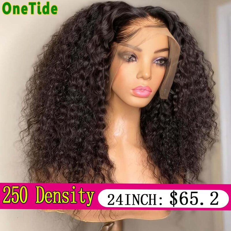Perruque Lace Front Wig Remy Brésilienne Naturelle Bouclée, Cheveux Humains, Deep Wave, 13x4, Densité 250, pour Femme