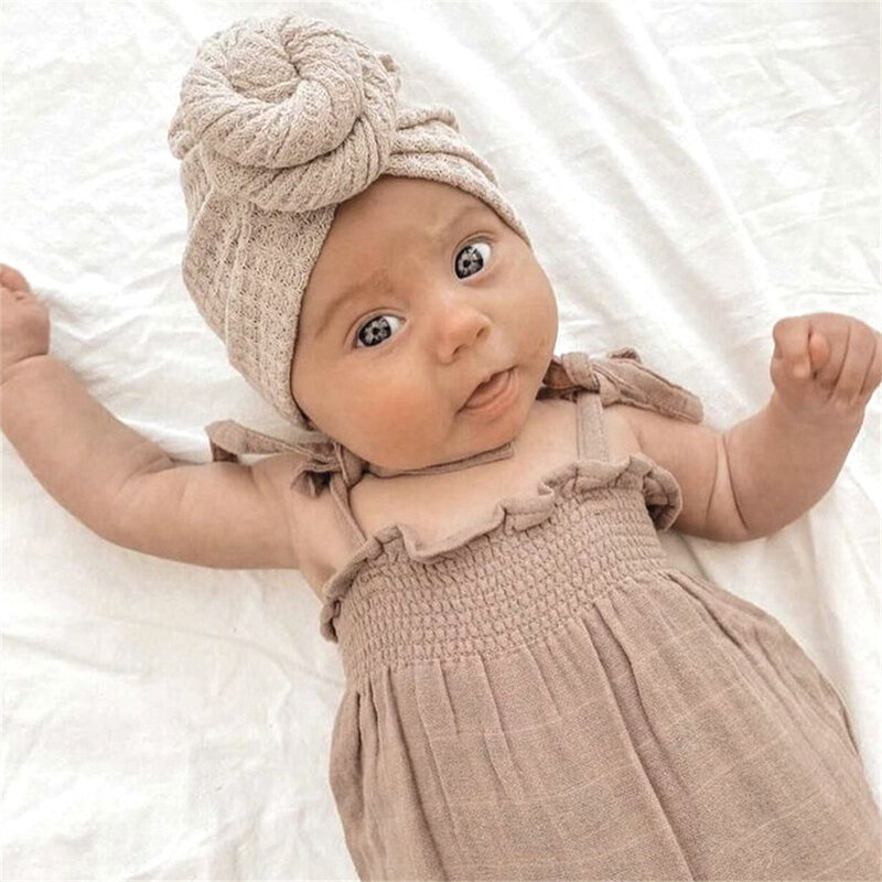 Solid Donut Turban Baby Girl Cap Winter Warm Infant Hat elastico bambino neonato Head Wraps turbanti fasce accessori per capelli per bambini