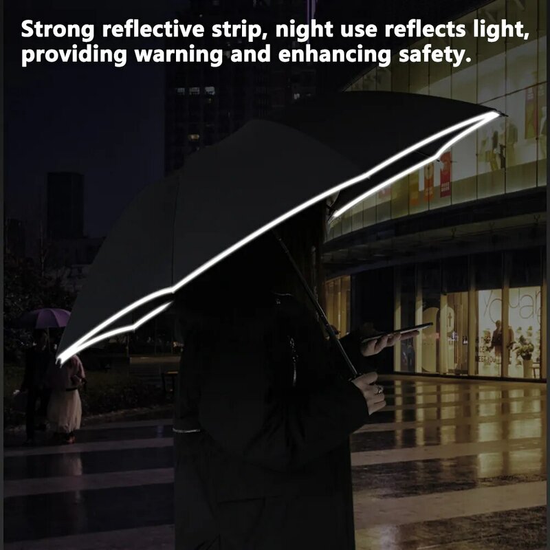 Payung perlindungan matahari otomatis penuh, payung lipat tahan air dengan senter LED, penahan matahari UV, tahan angin