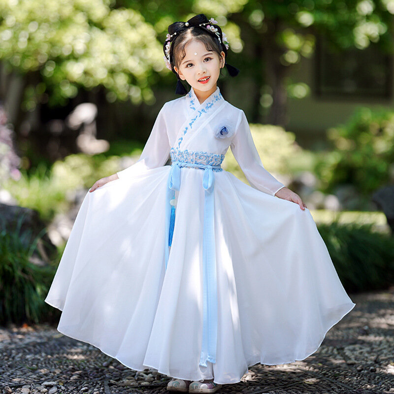 중국 전통 한푸 원피스, 여성 댄스 공연 드레스, 요정 코스튬 소녀 공주, 어린이 파티 코스프레, 육아 의류