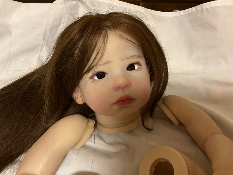 FBBD-Custom Made Reborn Baby Lily com Cabelo Enraizado à Mão, Parte DIY com Um Corpo De Pano Extra, Melhor Artista ShanShan, 28in
