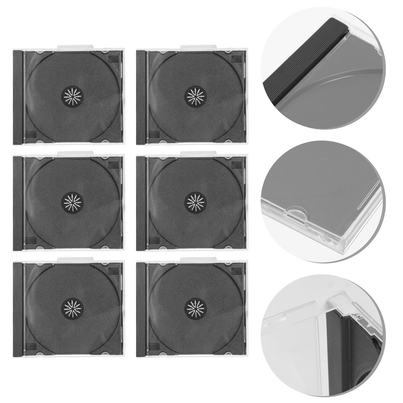 6pcs Cases Single Boxes Jewel Case Square Blank Cdss Shell Transparent Holders Sleeve for Storage Random