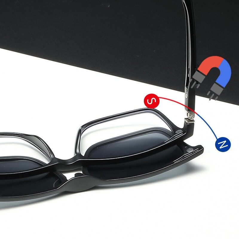 Montura de gafas para hombre, lentes de sol polarizadas con Clip de 5 piezas, magnéticas, UV400, 2508