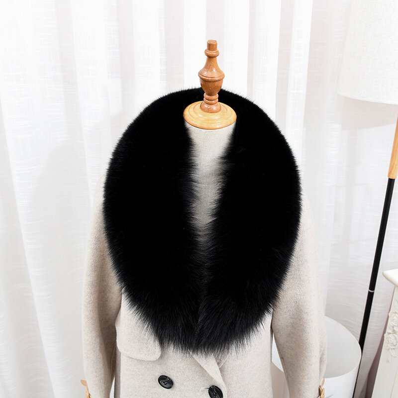 Real Fox Fur Collar Para Mulheres Homens Casaco Jaqueta Xale Wraps Inverno Quente Natural Fur Scarf Neck Warmer Big Furry Fur Cachecóis Xales