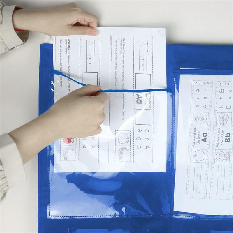 منظم ملف معلق للفصول الدراسية جيب مخطط جدار حامل ملف مع تسميات ورقة منظم مع 6 جيوب واضحة للمنزل