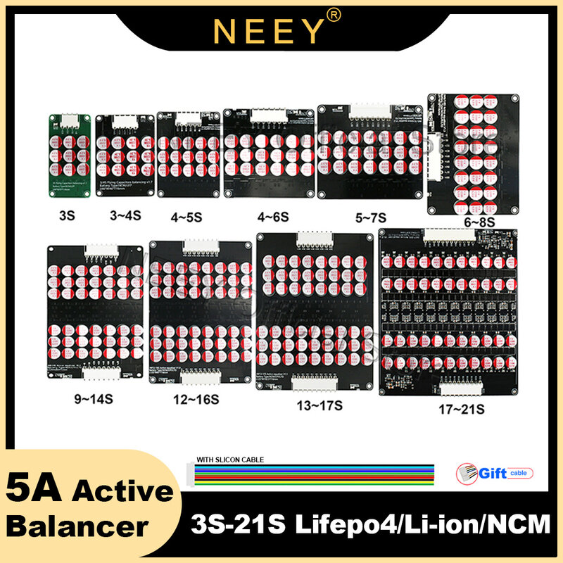 Активный эквалайзер NEEY 5A, стабилизатор 3S, Φ 6S, 7S, 8S, 9S, 10S, 11S, 12S, 13S, 14S, 15S, 16S, 17S, Lifepo4/lipo, Электронный Конденсатор