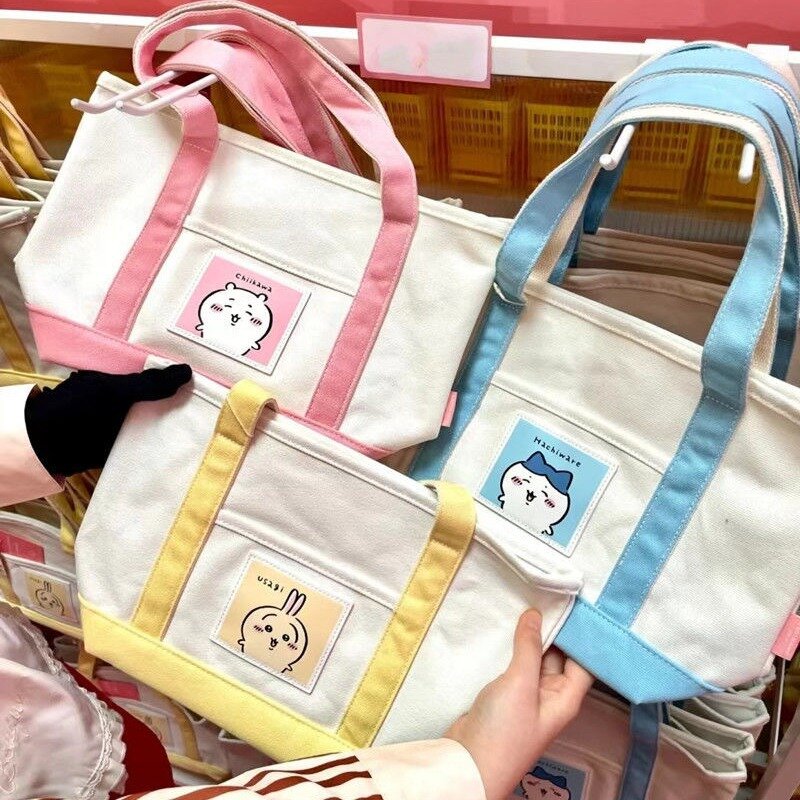 2024 neue Chiikawa Usagi Muster Einkaufstasche große Kapazität Frauen Einkaufstasche Kawaii Student Pendler Umhängetasche Mädchen Geschenke