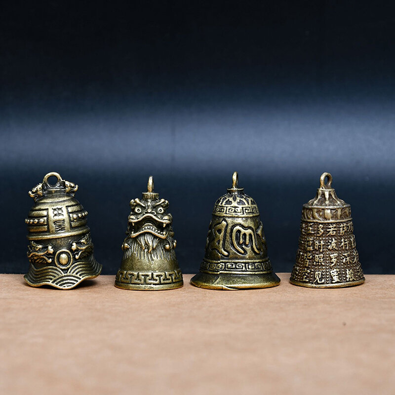 アンティーク真鍮銅彫刻ベル、ミニグアンベル、風水ベル、招待仏仏教guin bells、家の装飾