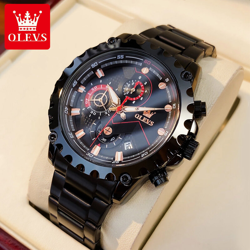 Часы мужские наручные OLEVS, роскошные брендовые Водонепроницаемые многофункциональные спортивные деловые кварцевые с датой