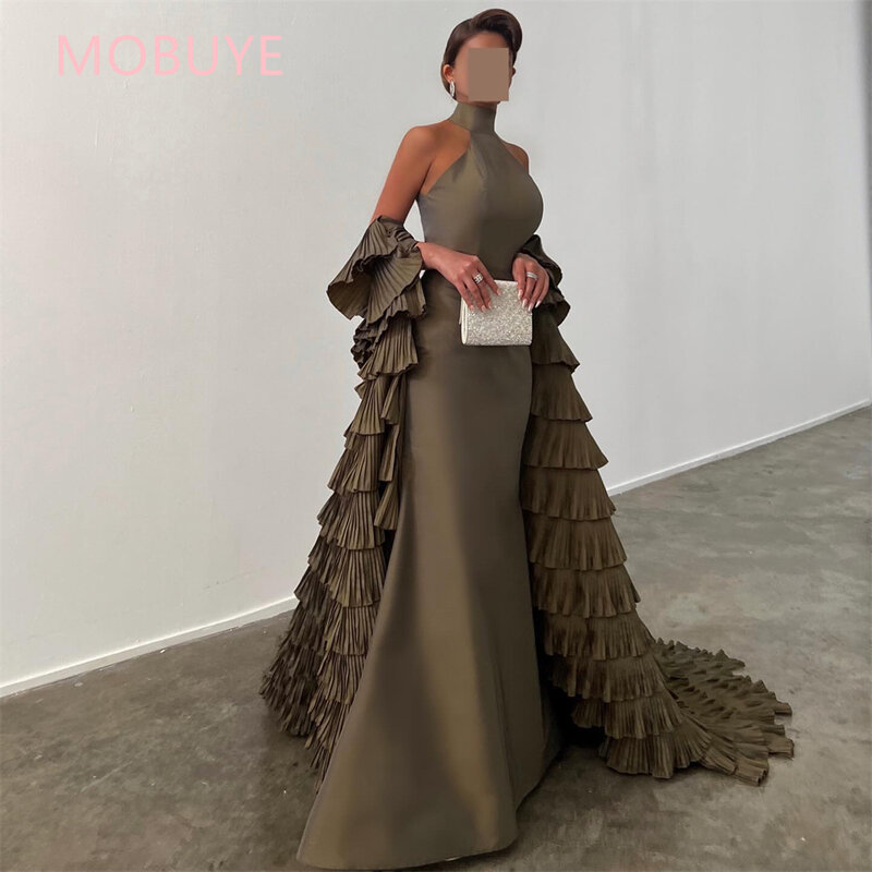 Mobuye 2024 Arab Dubai von der Schulter Ballkleid Schal Ärmel mit boden langen Abend mode elegantes Party kleid für Frauen