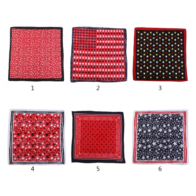 Estrela listras impressão bandana lenço quadrado algodão esporte bolso bandana pulseira