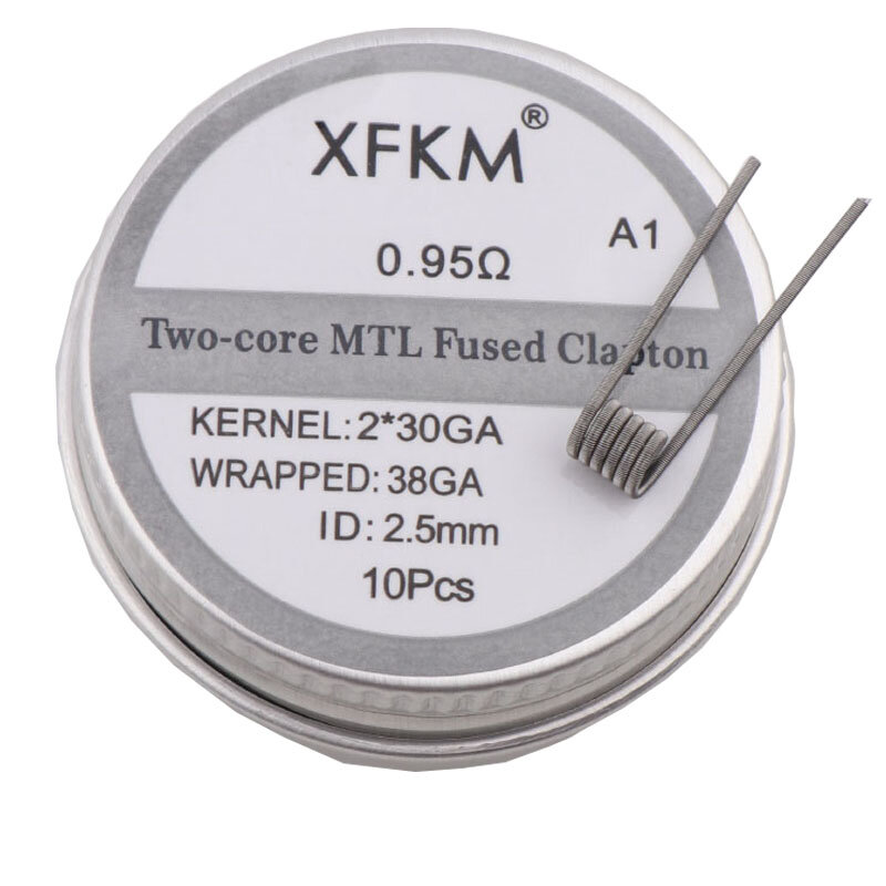 ใหม่ XFKM 10ชิ้น/กล่อง NI80/A1/SS316L MTL Fused Clapton ที่สร้างไว้ล่วงหน้าขดลวด Premade Coil สำหรับ MTL RDA RTA RBA Mod ลวดความร้อน