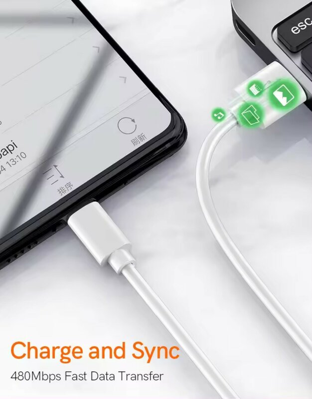 White short  portable fast charging usb cable type c to usb 2.0 type A data transfer