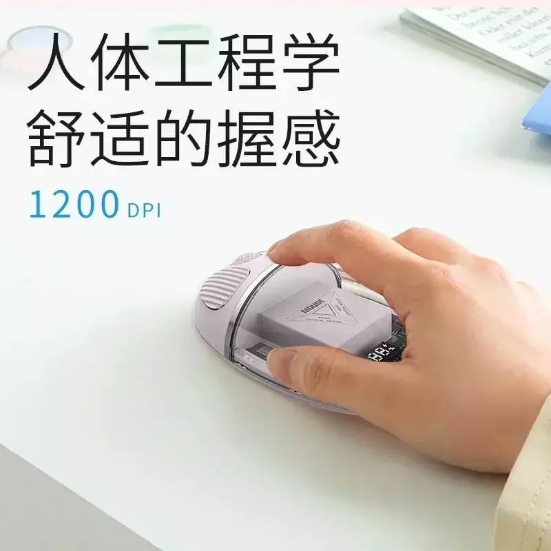 Yebos-ratón inalámbrico con Bluetooth, periférico transparente, ligero, 1200DPI, 3 botones, silencioso, a la moda, para Mac/Windows/Android, regalo