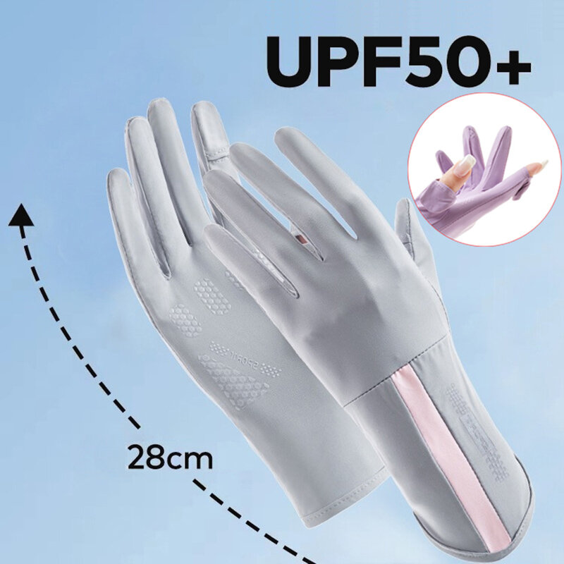 UPF50 + женские солнцезащитные перчатки длинные УФ-стойкие дышащие противоскользящие для вождения езды профессиональное уличное снаряжение из ледяного шелка