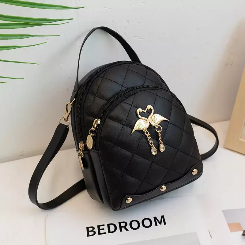 New Fashion Embroidered Lingge Small Book Bag Cute Hardware Decoration Backpack Large Capacity Bag Bags for Women
