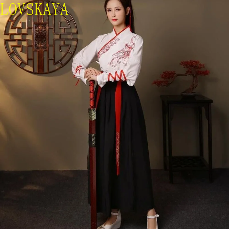Hanfu de style martial pour adultes, vêtements traditionnels chinois pour femmes, col croisé, imbibé de Han, costume masculin de prairie, cosplay unisexe pour couple