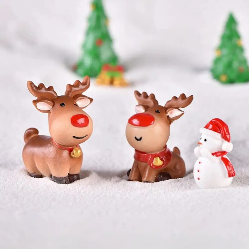 Figurines diminutos temáticos do Natal durável, micro paisagem, ornamento do Desktop, estojo compacto