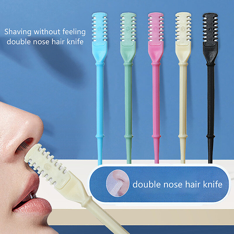 1/2/3/4 Pcs Washable Double Head Nose Hair Trimmer Nose Hair Ear Spoon 360°Rotate Nose Hair Knife Trimmer Stainless Steel