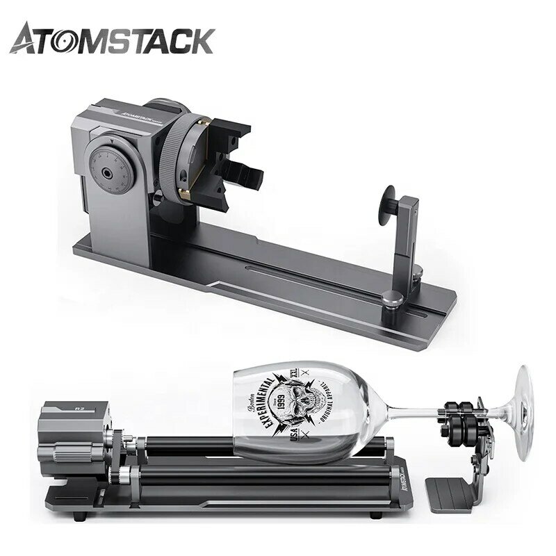 Atomstack-Multifuncional Rotary Clamp, rolo giratório, gravação a laser de objetos cilíndricos em anéis, R1R2