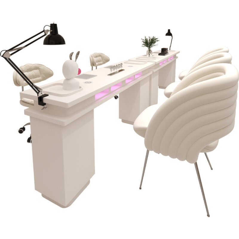 Prego Desk e cadeira Set para profissionais Manicure, mesa estética nórdica, branco Europeu Nail Desk, móveis para salão de beleza