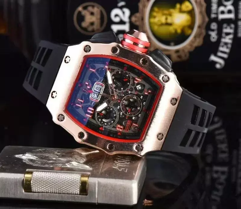 Nowy 6-pinowy w pełni funkcjonalny męski zegarek Richard luksusowy zegarek męski kwarcowy zegarek męski