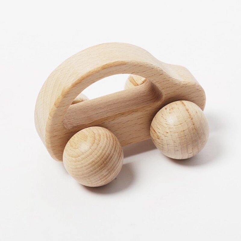 Mainan kayu untuk bayi, Set mainan tumbuh gigi bayi kayu untuk balita, hadiah mainan baru lahir, pengiriman mobil